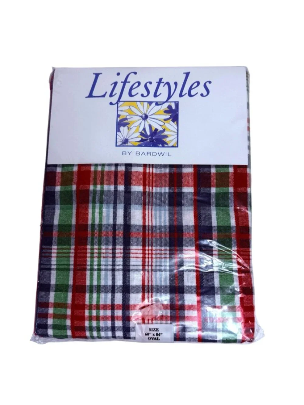 Bardwil Oval Tablecloth Plaid 60